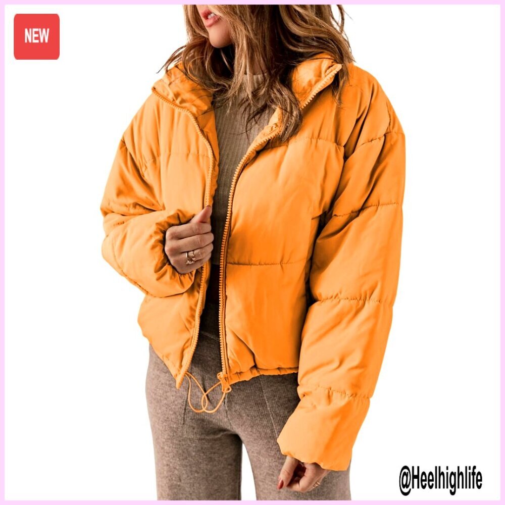 Women's Quilted Puffer Jacket with Pockets, Lightweight Winter Coat